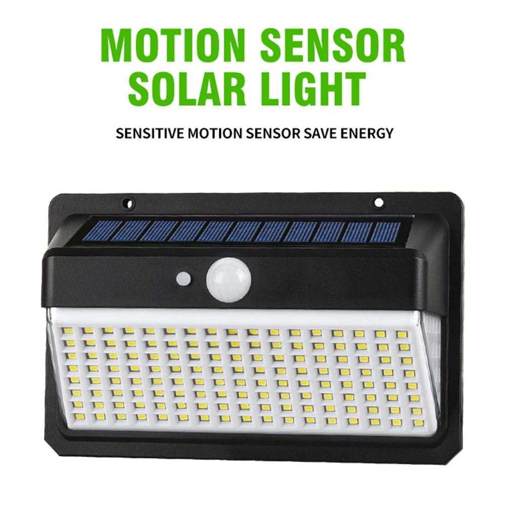 

158 LED 3 Modes Solar Powered Wall Lights Outdoor Three Sides Sunlight Motion Sensor Emergency Waterproof Lamp Yard Garden Decor