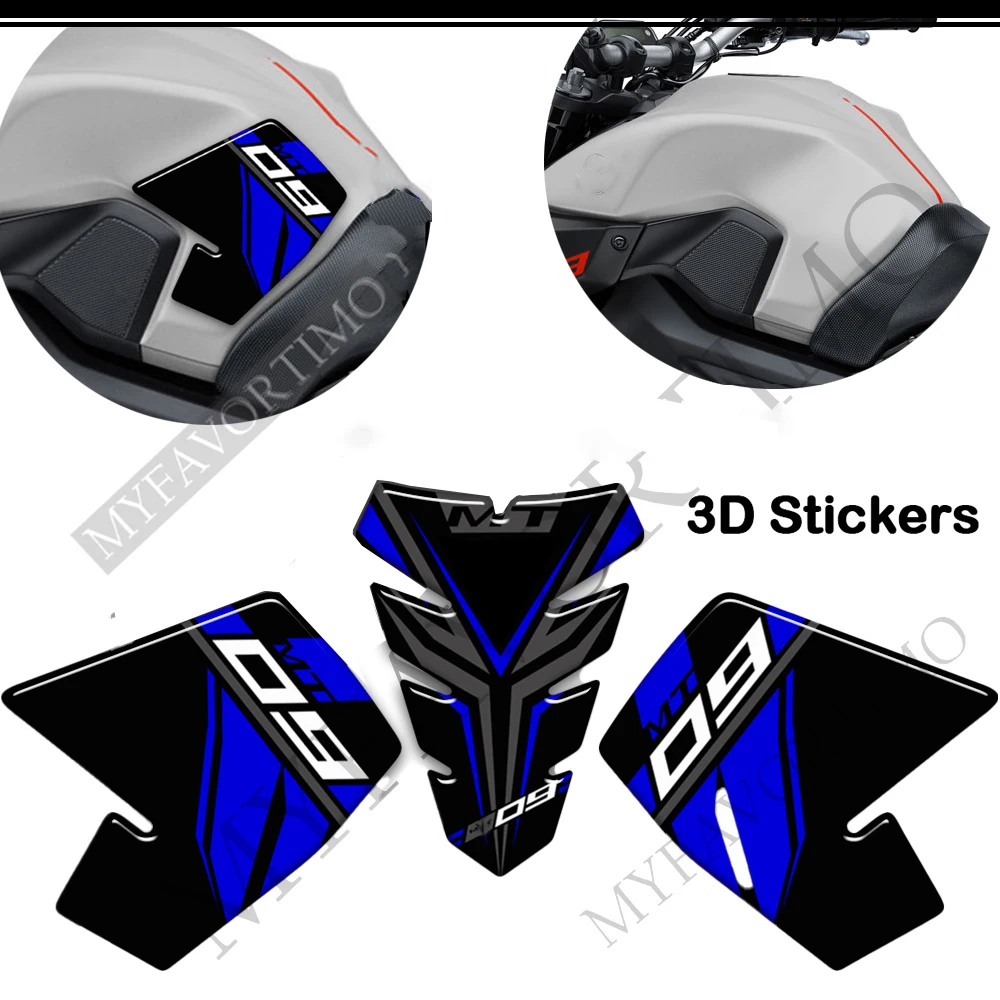 

For MT09 MT FZ 09 Motorcycle Protector Tank Pad Fairing Gas Feul oil kit Knee Stickers Decals 2016 - 2021