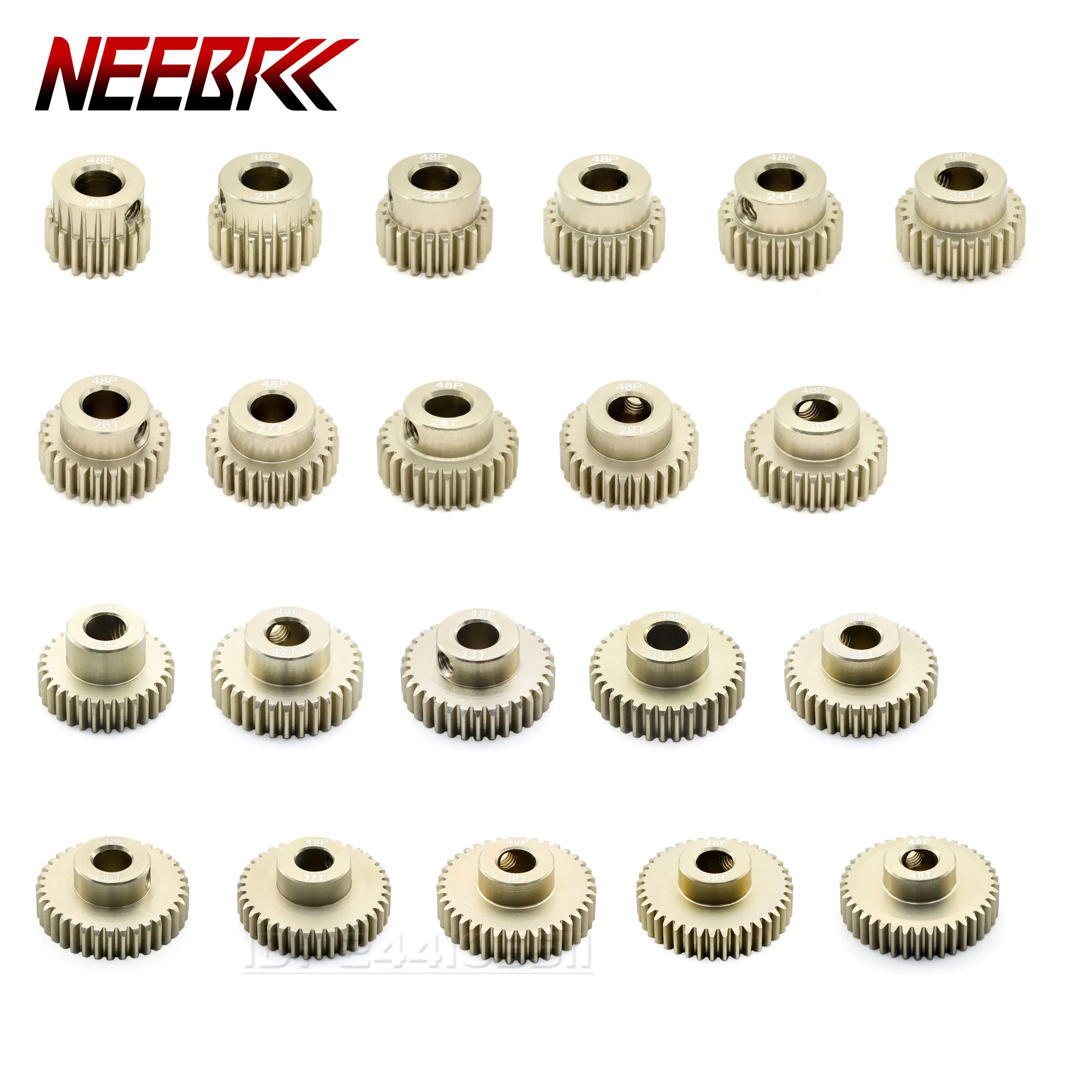 

48DP 5mm Aluminum Motor Gear 20T 22T 24T 26T 28T 30T 32T 34T 36T 38T 40T Metal Pinion for 1/10 1/8 1/6 1/5RC Model Car Toy Part