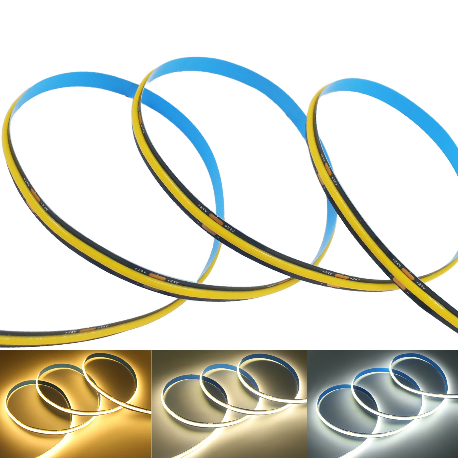 DC24V COB LED قطاع أسود PCB IP20 320 المصابيح/م إضاءة خطية عالية الكثافة 8 مللي متر PCB RA90 شريط إضاءة مرن لخزانة غرفة المنزل #1