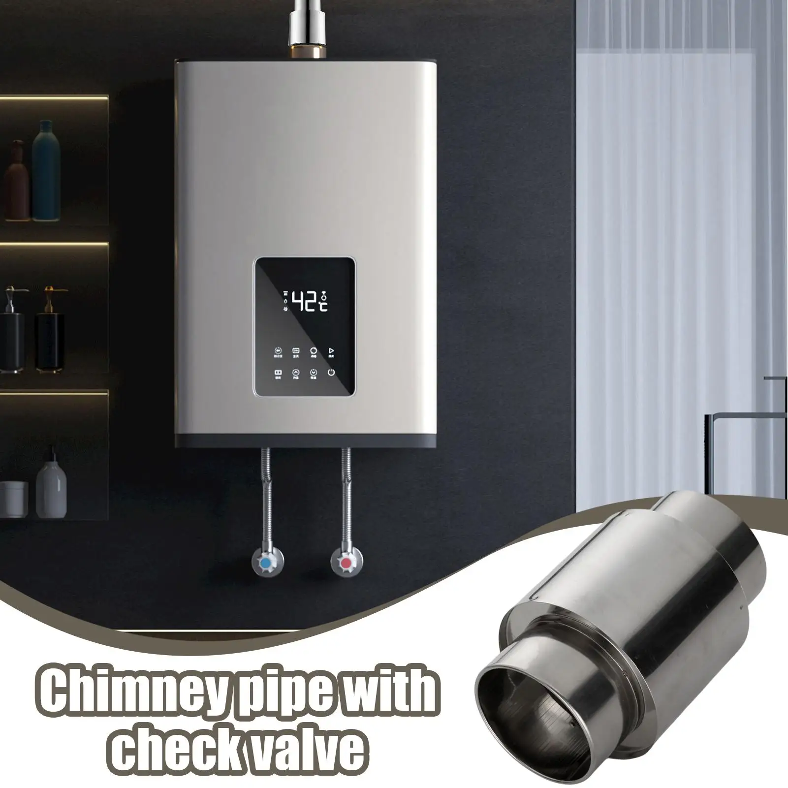 

Соединитель трубки дымохода водонагревателя с обратным клапаном, адаптер трубки из нержавеющей стали с защитой от обратного потока для водонагревателя плиты