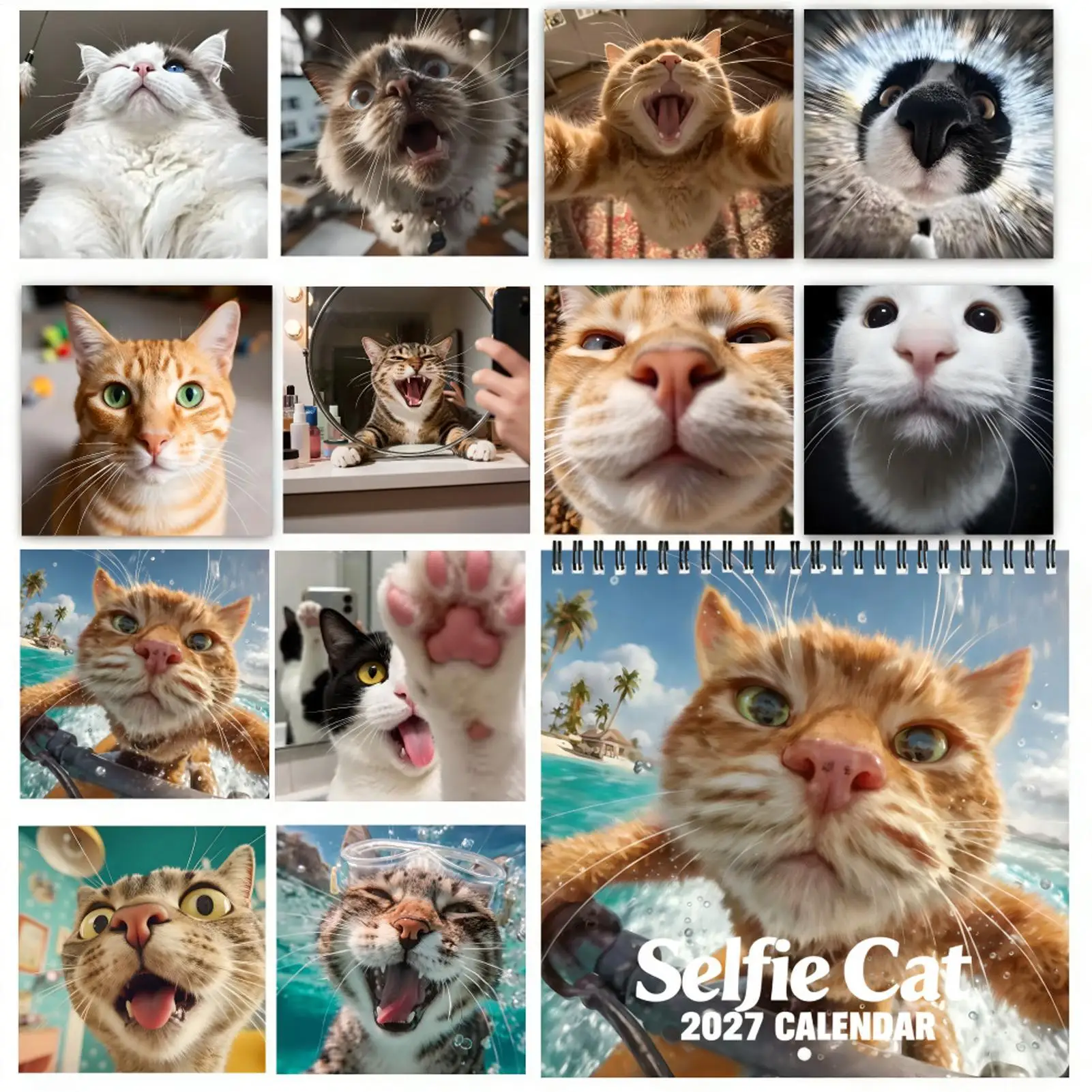 2027 Wall Calendar Cats 12-Month Decorative Schedule Organizer Cat Photo Wall Planner Calendar For Home Living Room Study view 5