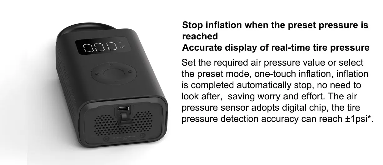 Xiaomi Mijia Tragbarer Luftkompressor 2/2D/2PRO, intelligenter digitaler Luftpumpe zur Reifendruckerkennung, tragbare elektrische Luftpumpe – Detail 12