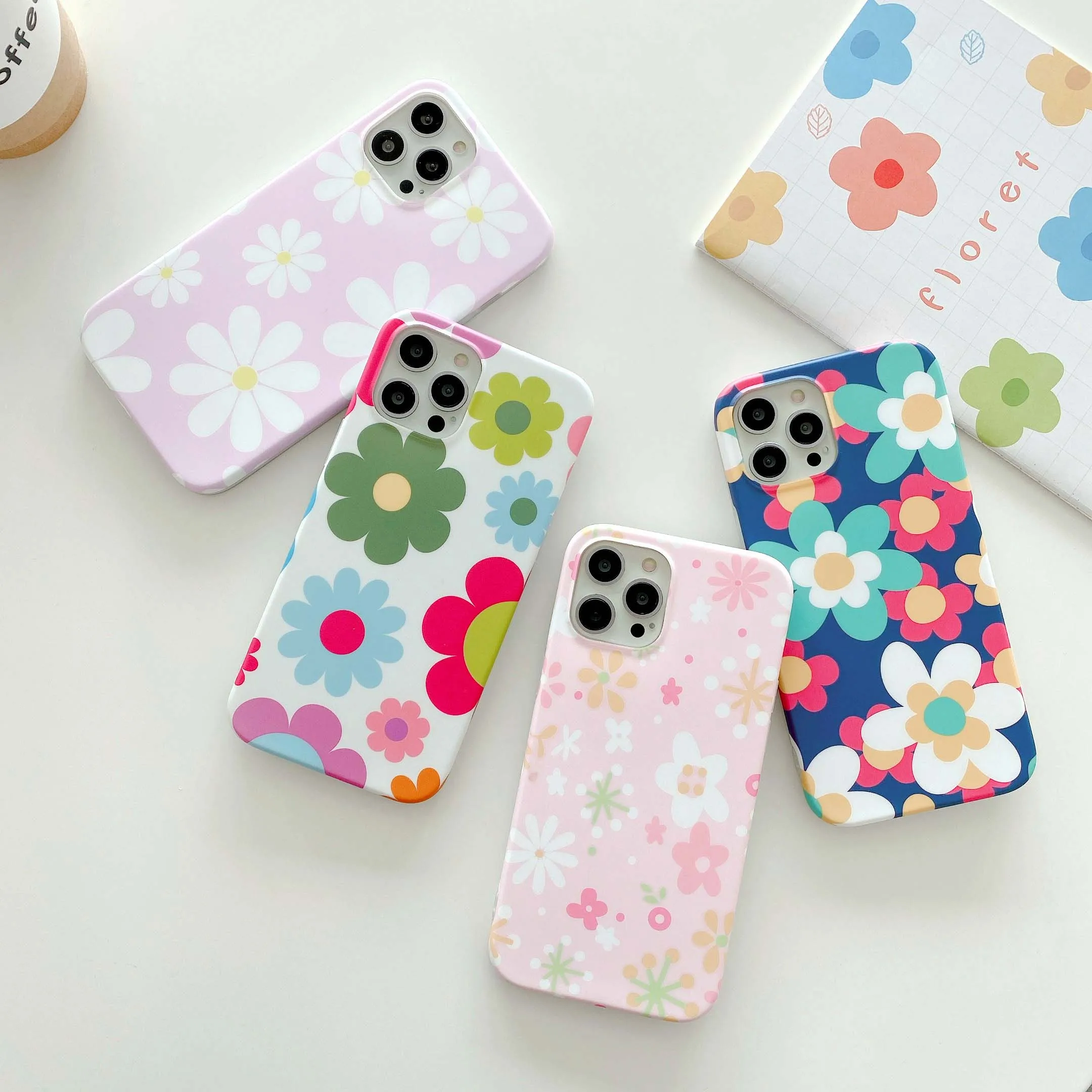 Cute Smooth Flower Phone Case for iPhone 13 11 Pro Max 12 Mini X XR XS Max Se 2020 7 8 Plus Anti Knock Back Phone Cover Case