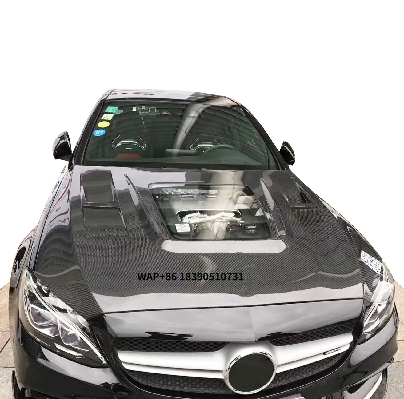 

For W205 C63 Engine Hood C Class Transparent Hood Carbon Fiber