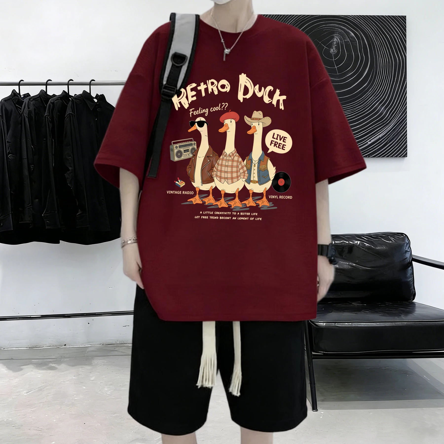 Summer Duck Clothing - Мужская летняя тонкая дышащая хлопковая футболка