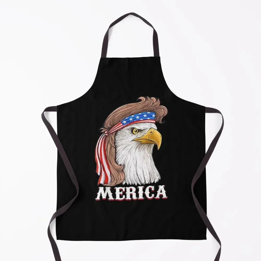 

Eagle Mullet July American Flag Merica Apron for home useful pieces Customizable kitchen woman Cute Kitchen Apron