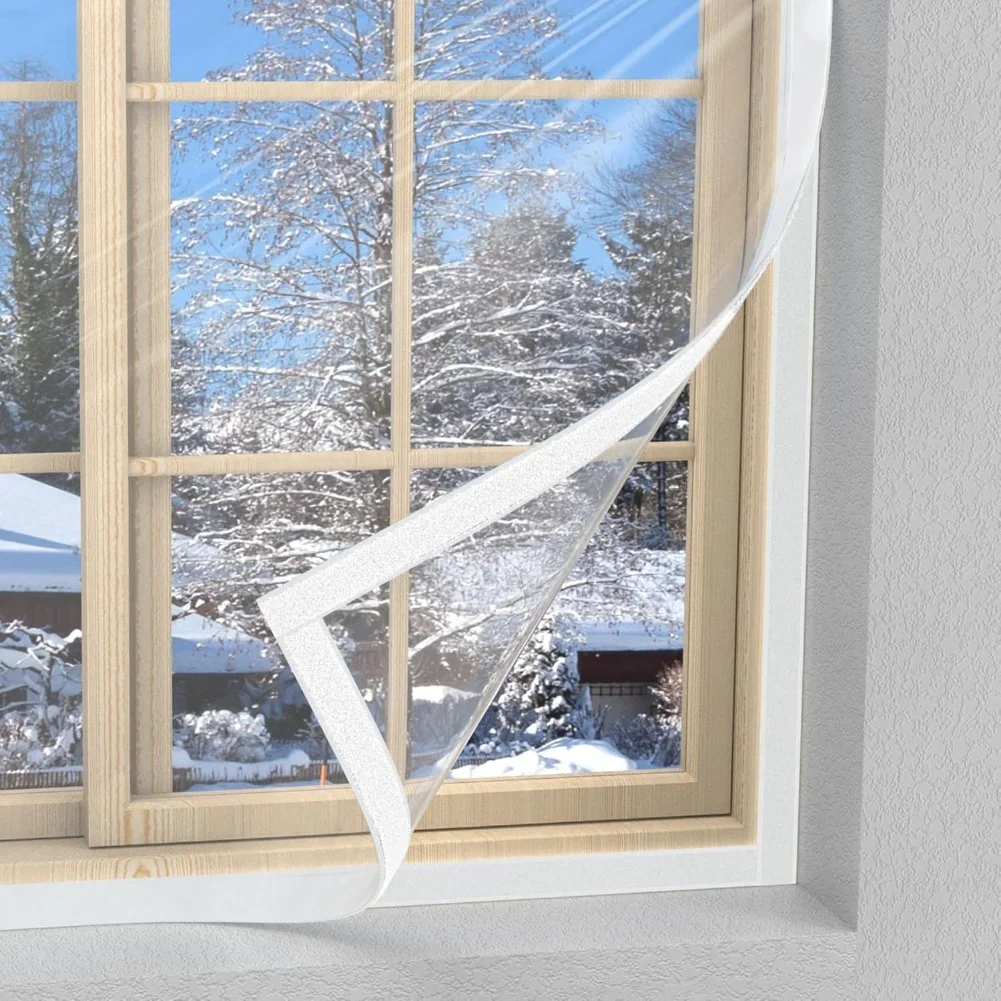 1PCS Winter Window Insulation PE Transparent Curtains Attic Insulation Cover Cold Proof Bedroom Window Sealing Tool Parts