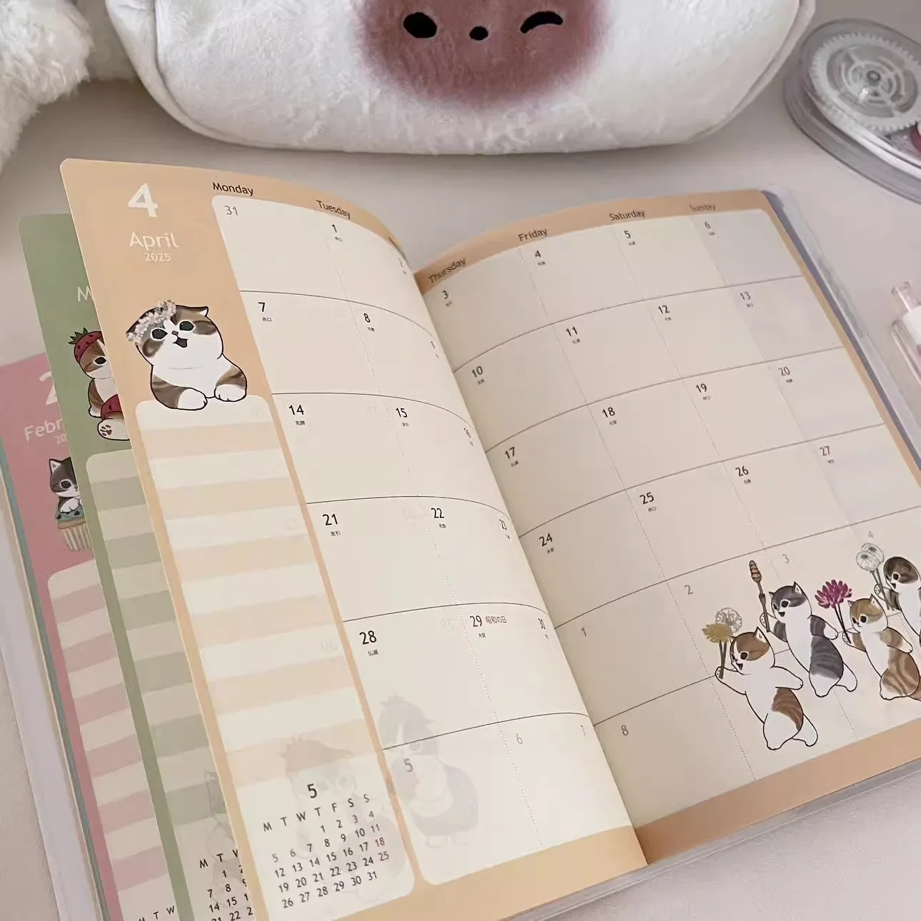 Shark Cat 2025 Schedule Book Daily Monthly Planner Notebook Kawaii Cute Pink Diary Book Girl Gifts