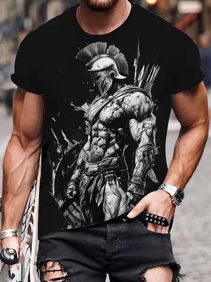 Fashion Spartan 3D Printed T-shirt 2026 New Men's Short Sleeve Tee Clothing Plus Size Loose Crew Neck Spartan Warrior T-shirts