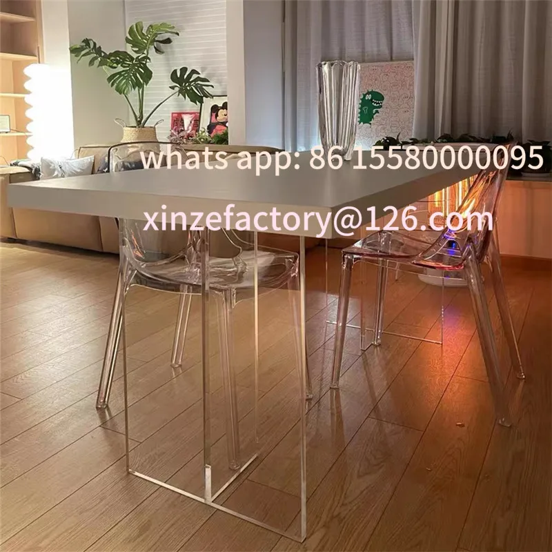 

Customizable light luxury acrylic hanging dining table solid wood