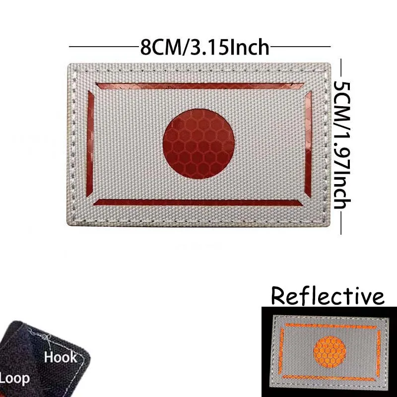 Japan Flag Japanese Logo Morale Emblem IR Reflective Patches,Tactical Stickers Clothes Applique Embroidery Backpack Badges view 5