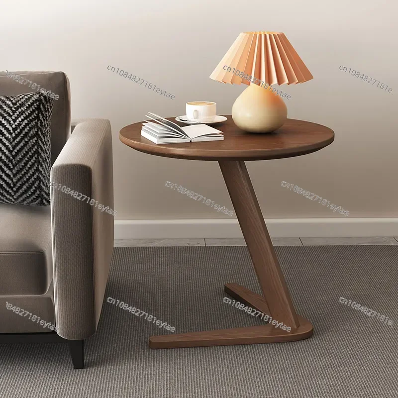 Oak Triangle Support Side Table Heavy Duty C Shaped Sofa Trending Balcony Coffee Table Bedroom Nightstand - view 2