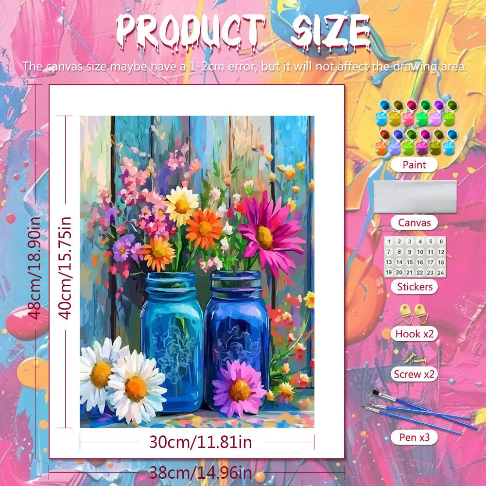 Huacan Digital Oil Painting Bottle DIY Painting By Numbers On Canvas Flower Picture Artcraft Drawing On Canvas Home Decoration