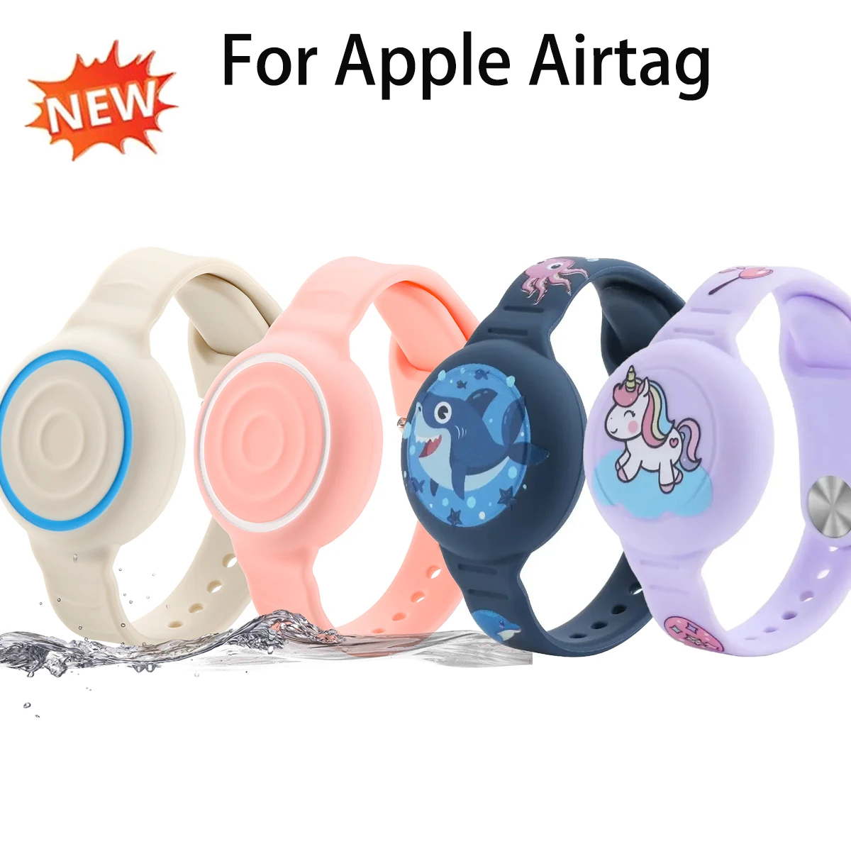 1-4 Stück für Apple Airtag Halter Kinderarmband Airtags Hülle Armbänder Kinder Cartoon-Band GPS-Tracker Wasserdichter Silikonhalter