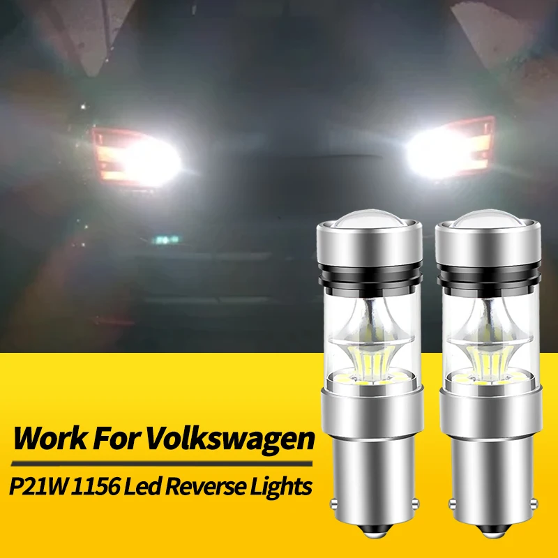 2 قطعة 1156 BA15S P21W LED عكس الضوء لمبة Canbus ل Volkswagen بيتل 98-05 جولف 3 4 5 93-06 جيتا 93-12 Eos اكسسوارات السيارات