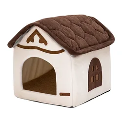 Cama semicerrada lavable para gatos y perros, cálida y resistente