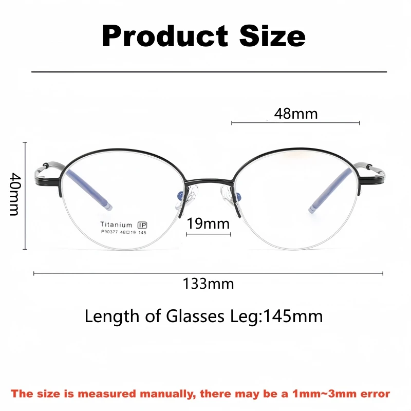 YIMARUILI Retro Oval Men and Women Half Frame Glasses Ultra Light Fashion Titanium Alloy Temperament Small Size Eyeglasses Frame