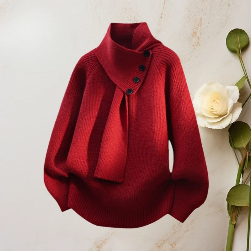 

Мужской свободный дизайнерский свитер премиум-класса, ленивый осенне-зимний шарф, вязаный модный топ, уличная мода, не рубашка, пуловеры