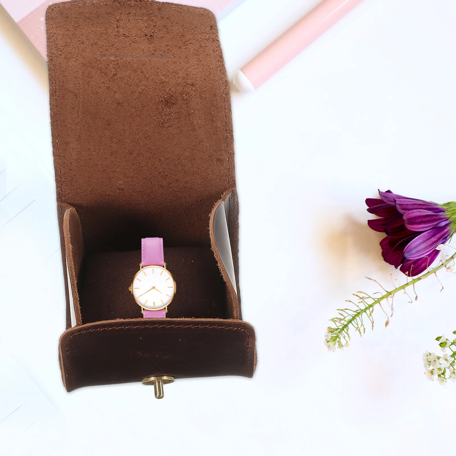 

Silver Watch Box Travel Jewelry Cases for Women Organizer Round Display Coffee Crazy