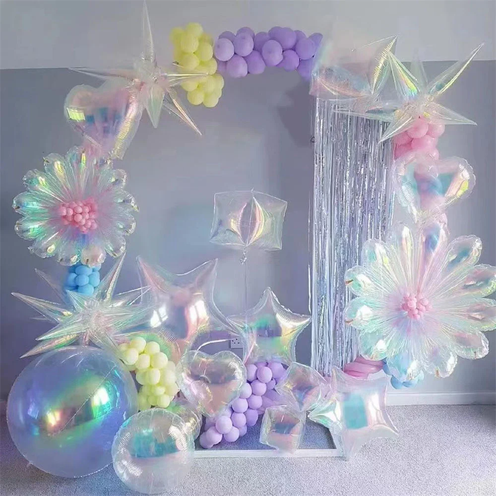 8pcs 19 Inch Transparent Colorful Aluminum Film Balloons, Birthday Party and Other Venue Decorations