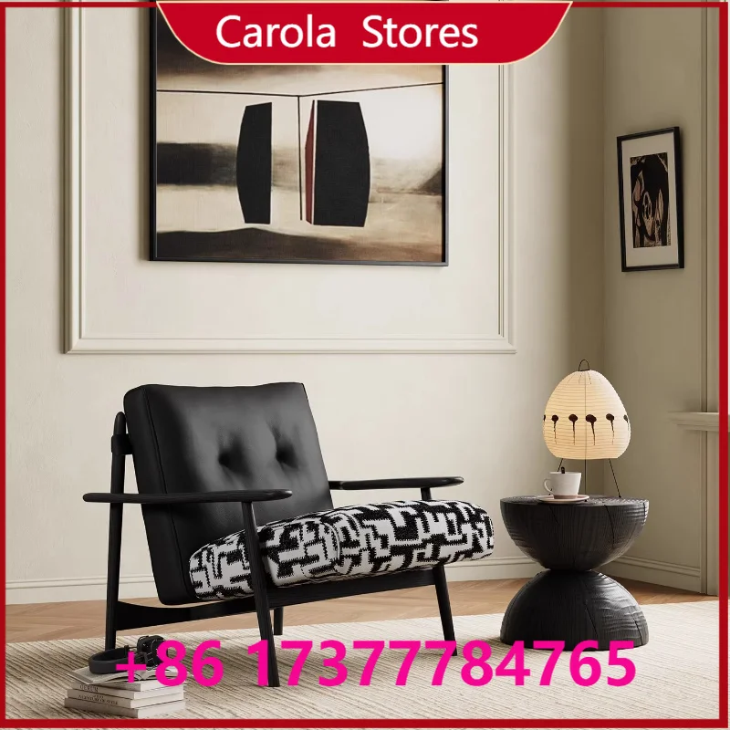 Antique Style Solid Wood Single Seat Sofa French Retro Leisure Chair Indoor Living Room Furniture