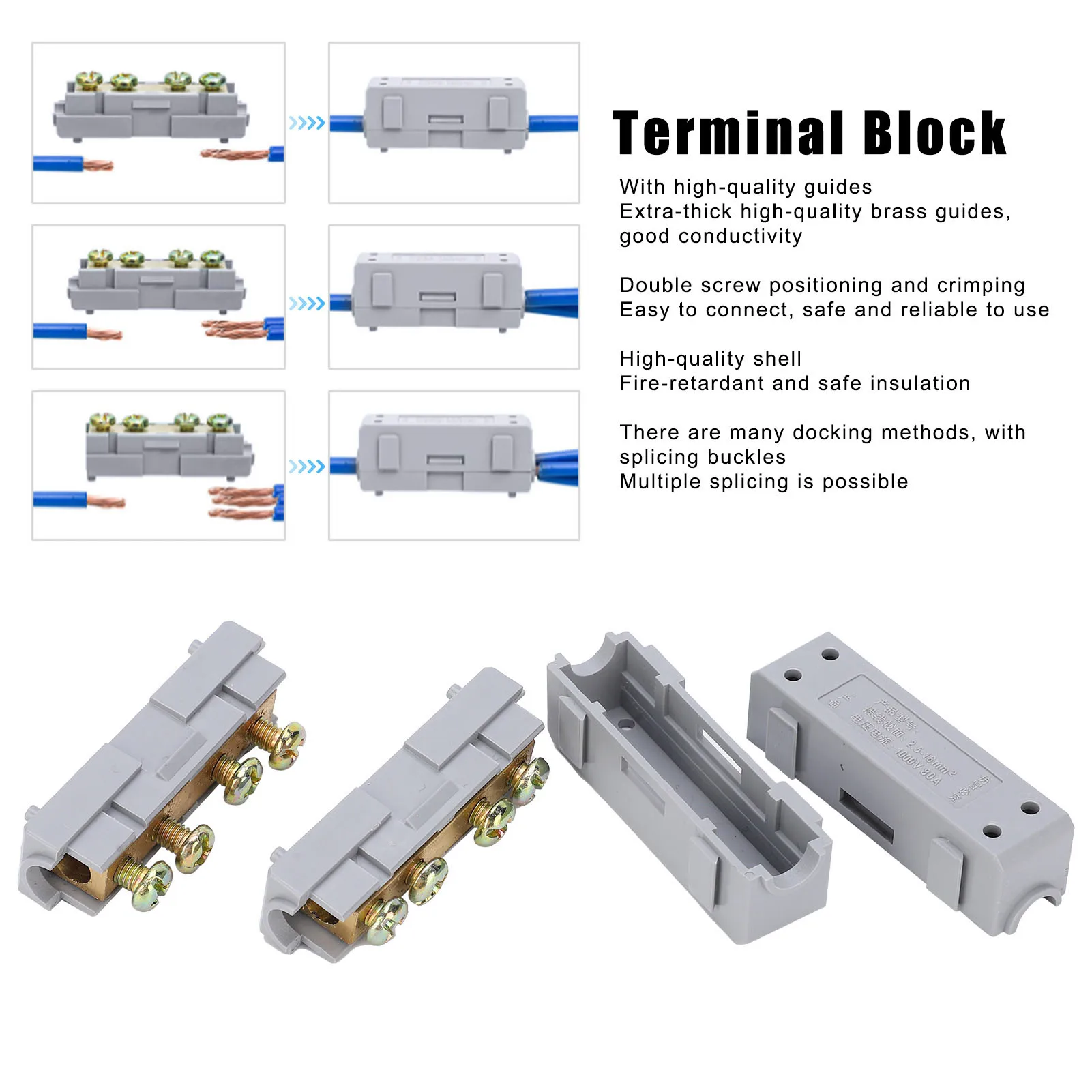 2Pcs IType Terminal Block Quick Splice Snap Wire Connector for Industrial Equipment Electrical Butt Connector Splicing Terminal