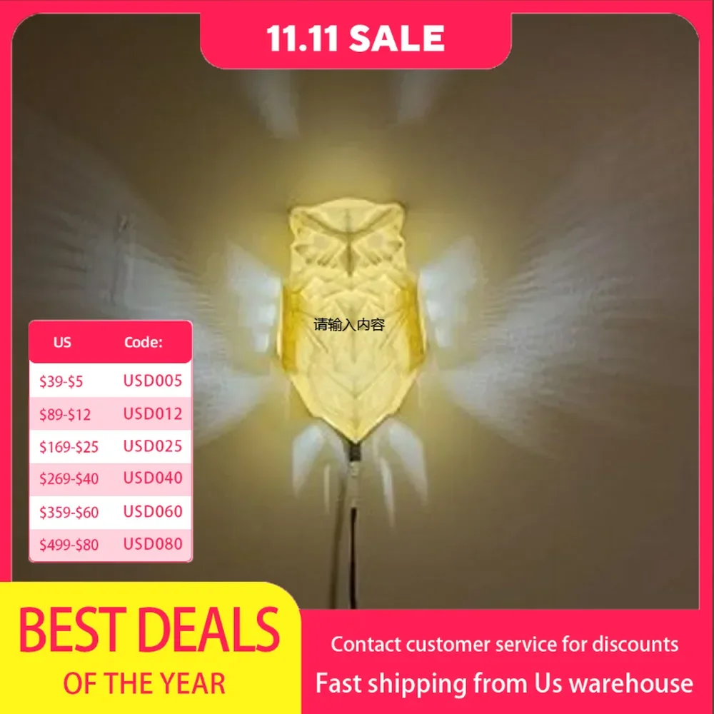 3D Wall Light Animal LED Wall Lamp Sleeping Night Light Walls Lighting Lights Art Deco Wall Sconce Owl Night Lights