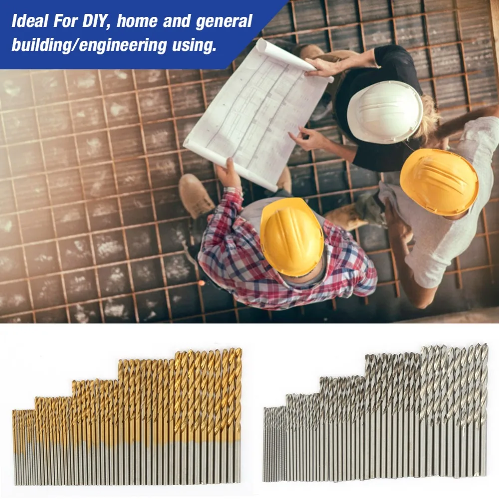 

100pcs Titanium Coated Drill Bit Set High Speed Steel White Titanium Coated Drill Bits Twist Design White Drill Bits
