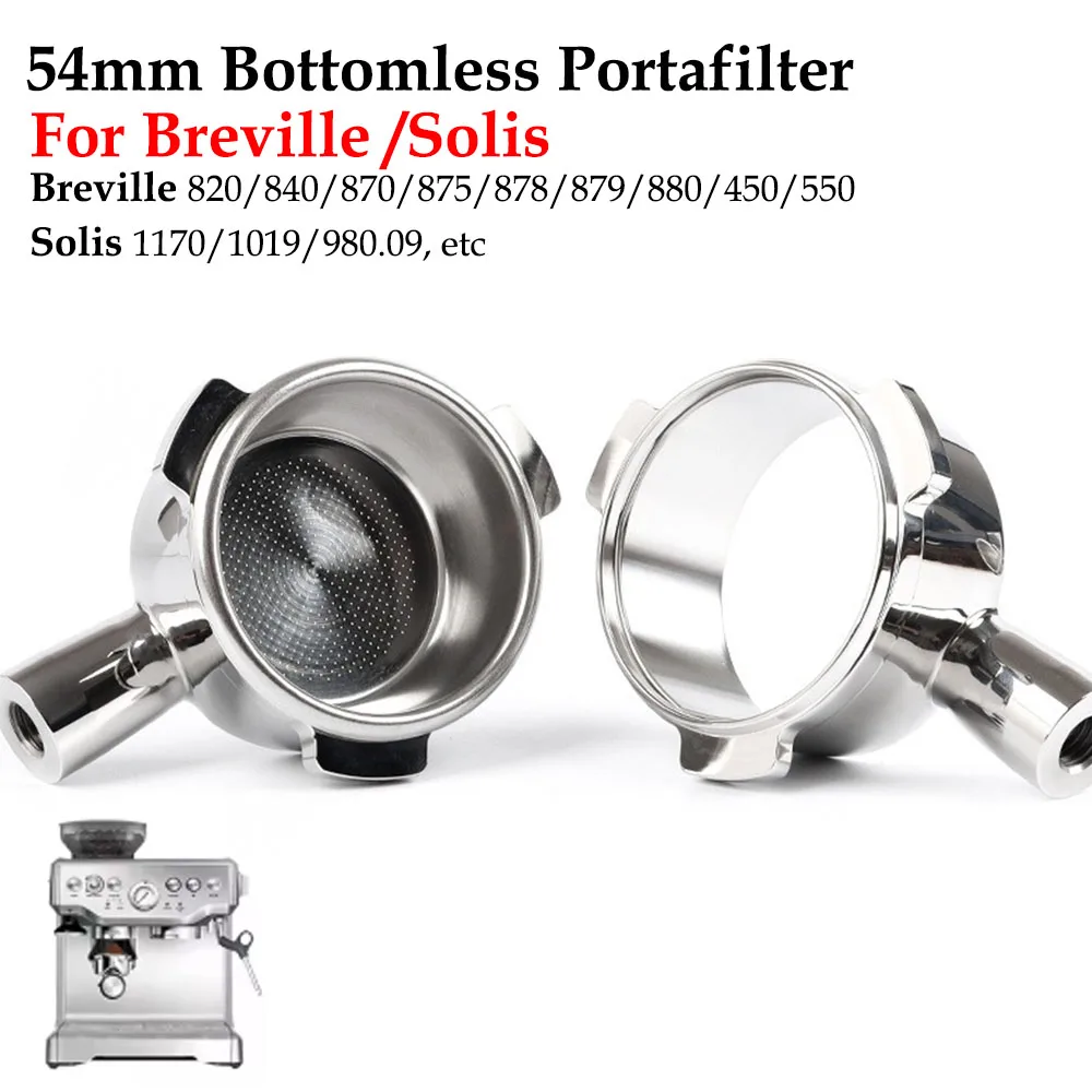 

54 мм бездонная головка портафильтра для кофе, нить M10, для Breville Sage 870 878 880, сменная корзина для фильтра, инструмент для бариста