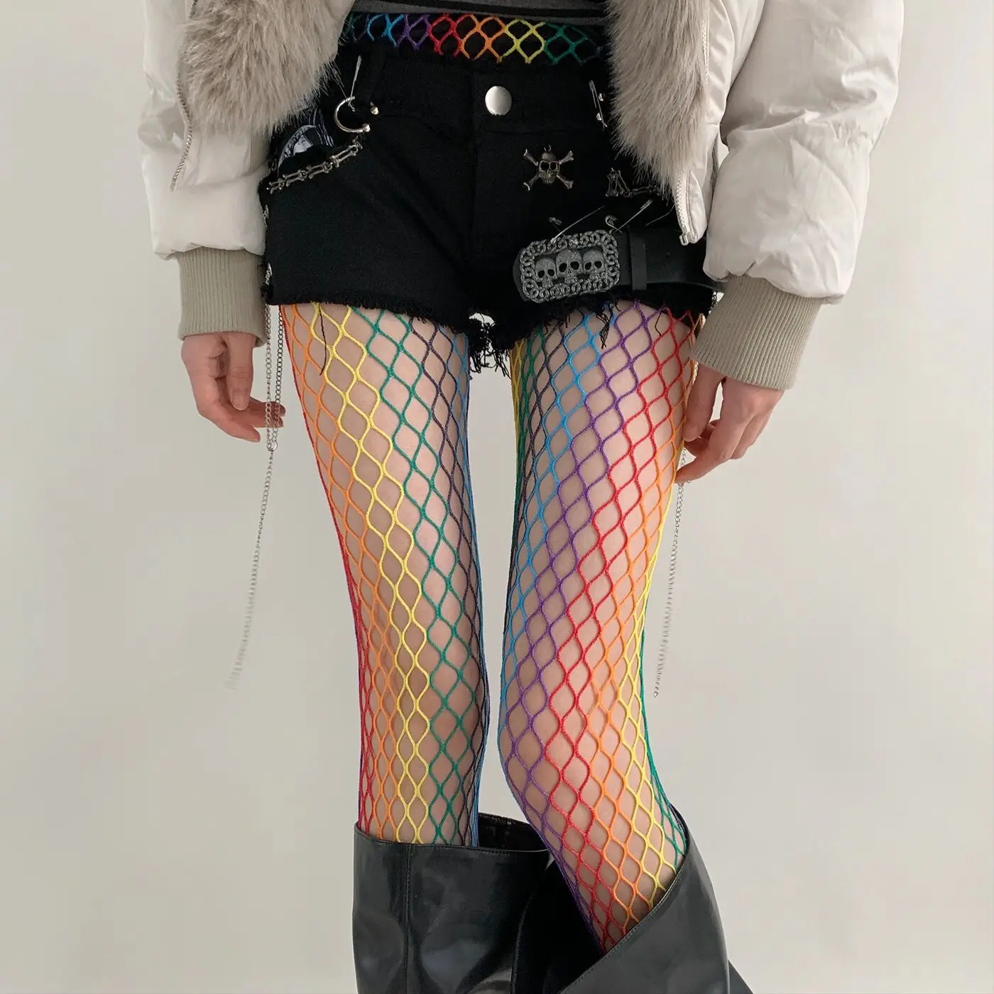Fishnet Stockings Women Tights Pantyhose Color Gradient Sexy Hollow Pantyhose Lingerie Hosiery Thigh High Stockings Tights Women
