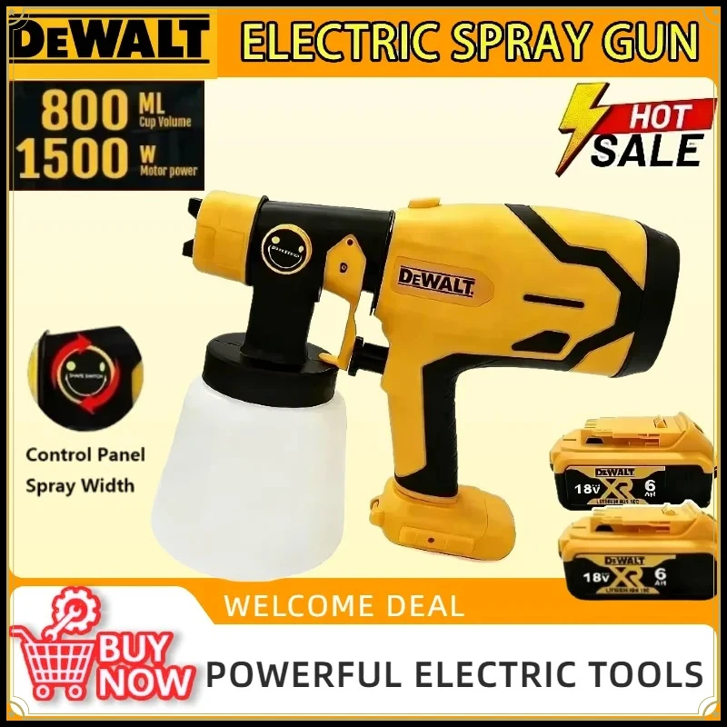 

Аккумуляторный электрический краскопульт DEWALT 800 мл, мощный портативный распылитель для покраски автомобилей и мебели, аэрограф, электроинструмент