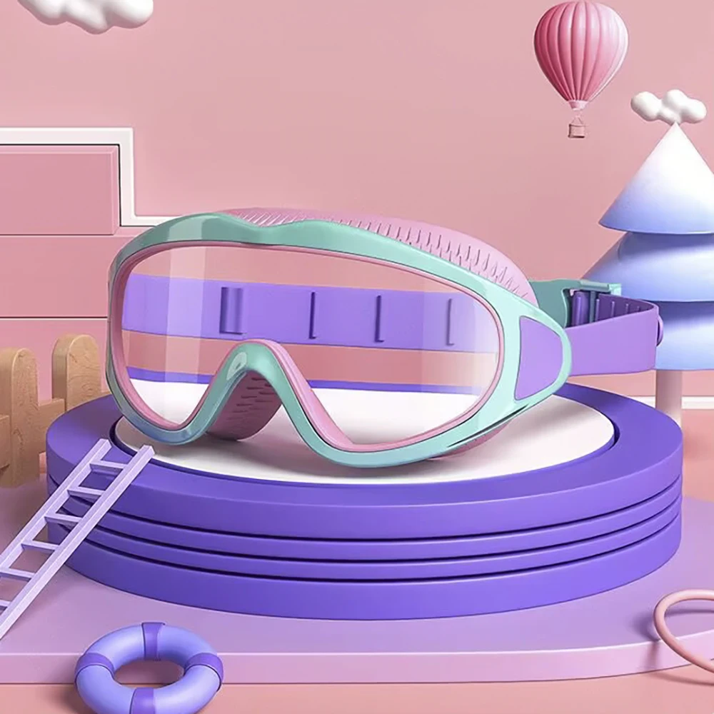 【セール中】子供用スイミングゴーグル。曇り止めと紫外線防止。広角スイミングゴーグル。防水子供用プールグラス。スイ