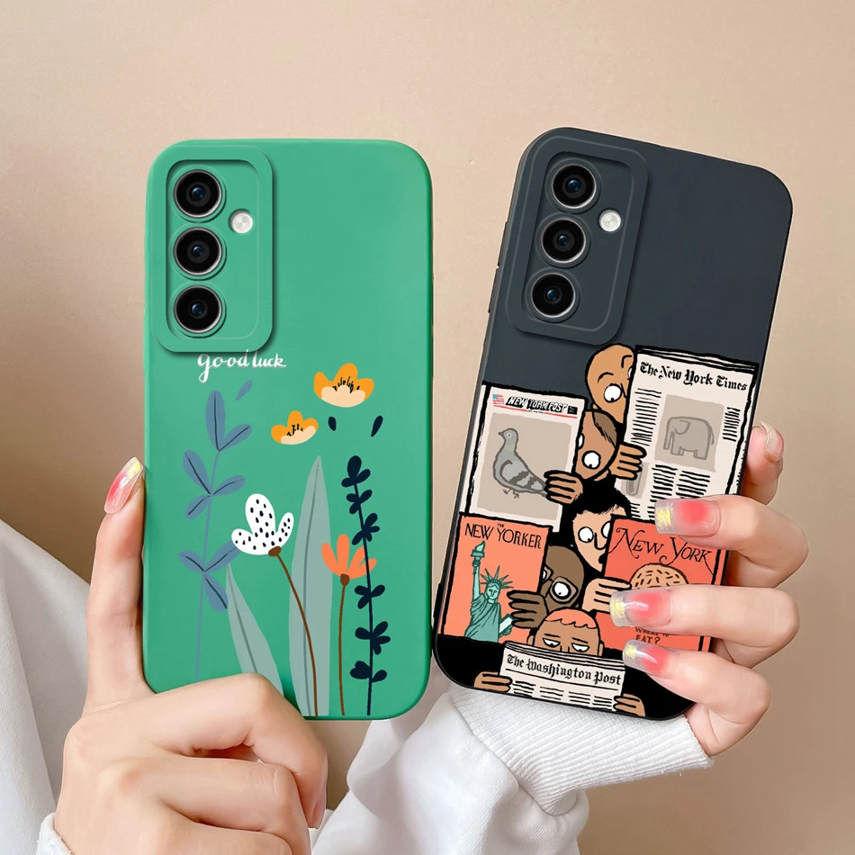 Etui na Samsung Galaxy A35 A55 5G Funda miękkie gładkie płynne silikonowe pełne ochronne etui na telefon SamsungA55 A 35 Coque Capa