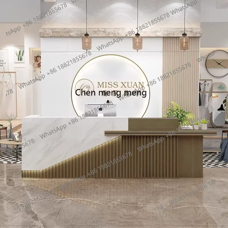 Imitation marble beauty salon checkout page company hotel front desk modern restaurant bar table