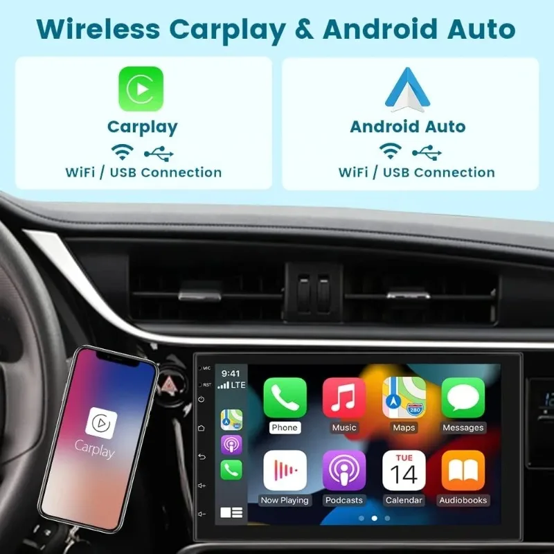 Podofo 2 Din Android Car Stereo Radio 1+32/2+64GB 7