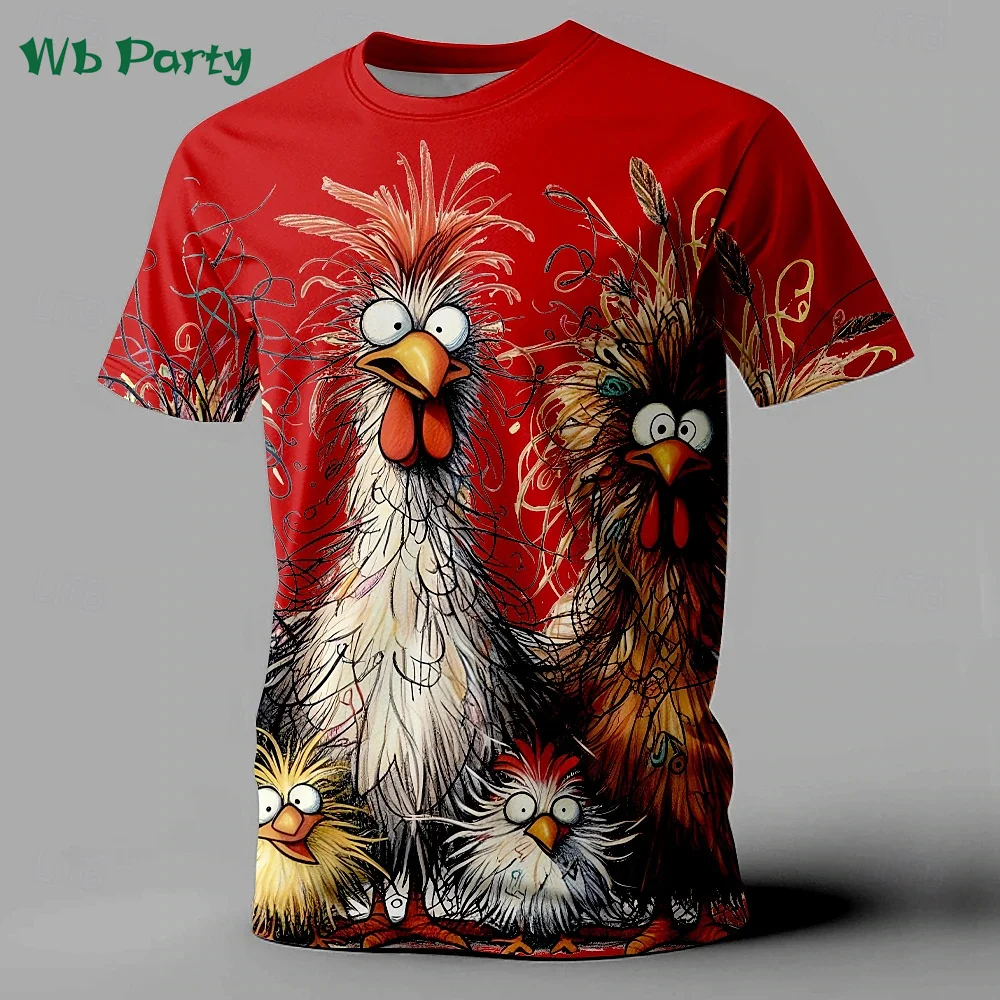 Funny Men's Clothing Animal Chicken Print T shirt Men Casual Mens Clothing Short Sleeve Tee O-Neck Pullover Oversized T-shirt image 3
