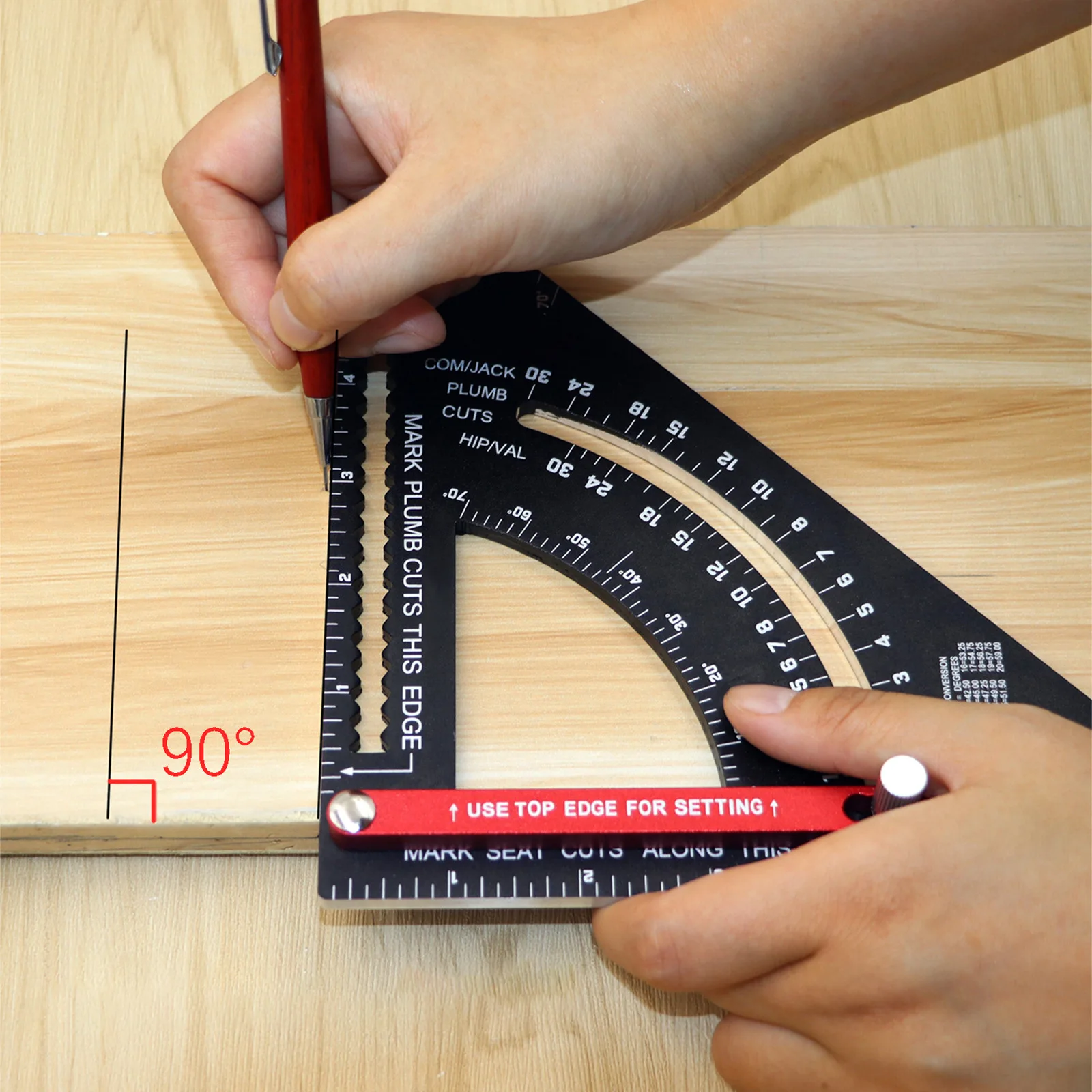 Triangle Ruler Extension Rod Aluminum Alloy Angle Protractor Speed Inch Square Measuring Ruler for Building Framing Tools