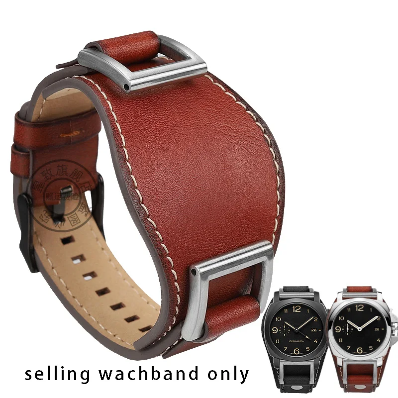 Браслет из воловьей кожи для Fossil JR1157 CH3051/2565 для Panerai Luminodur, ретро ремешок, мужской ремешок для часов, аксессуары, браслет 24 мм