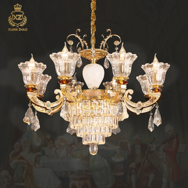 XUANZHAO All Copper Crystal Chandelier High-End Entry Lux Molecular Lamp in the Living Room Post-Modern Bedroom Light