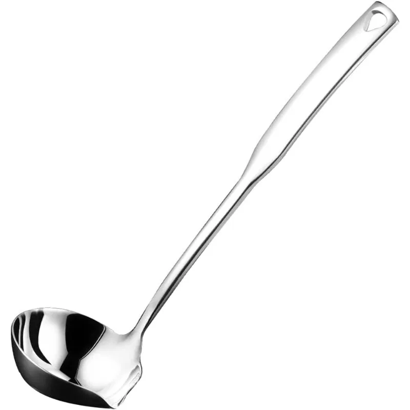 

304 Stainless Steel Kitchen Soup Ladle with Pour Spout Ladles for Kitchen Serving Ladle for Soup Sauce Stew Cooking, 11.8 Inch