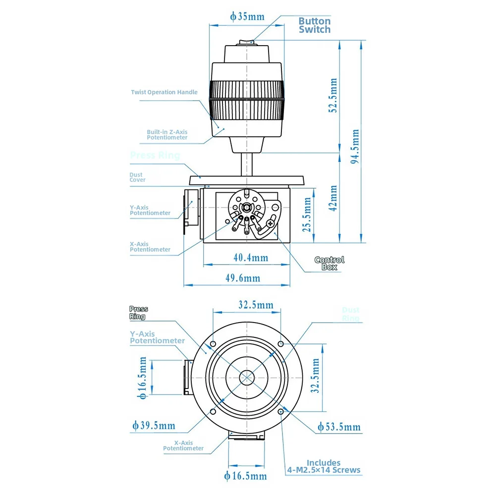

1PC 4- Joystick Potentiometer Jh-D400X-R2 5K Ohm With Button Joystick With Track For Automation Machine Control Accessories