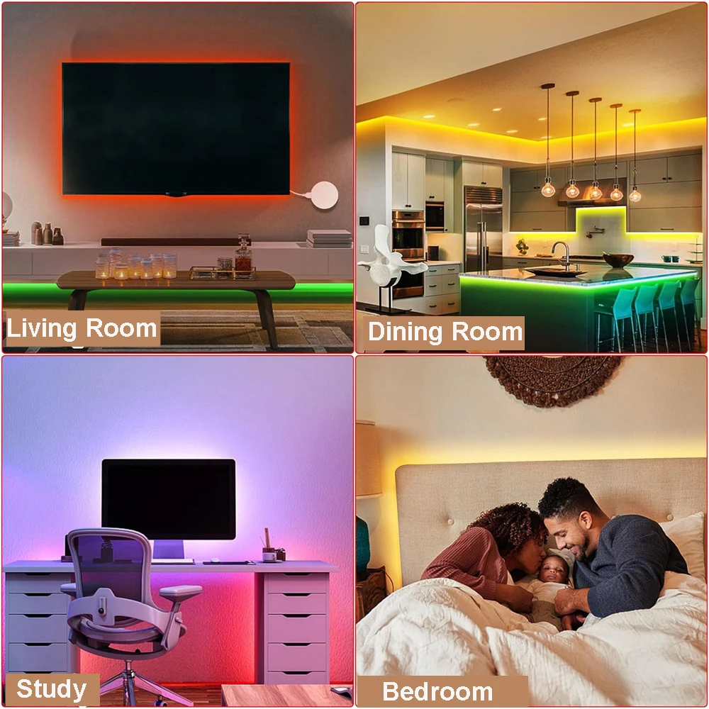 USB RGB LED Strip Lights Bluetooth App Music Syncing Control Kit 5050 30LEDs/m Flexible Light Tape for Home Decor TV Backlight