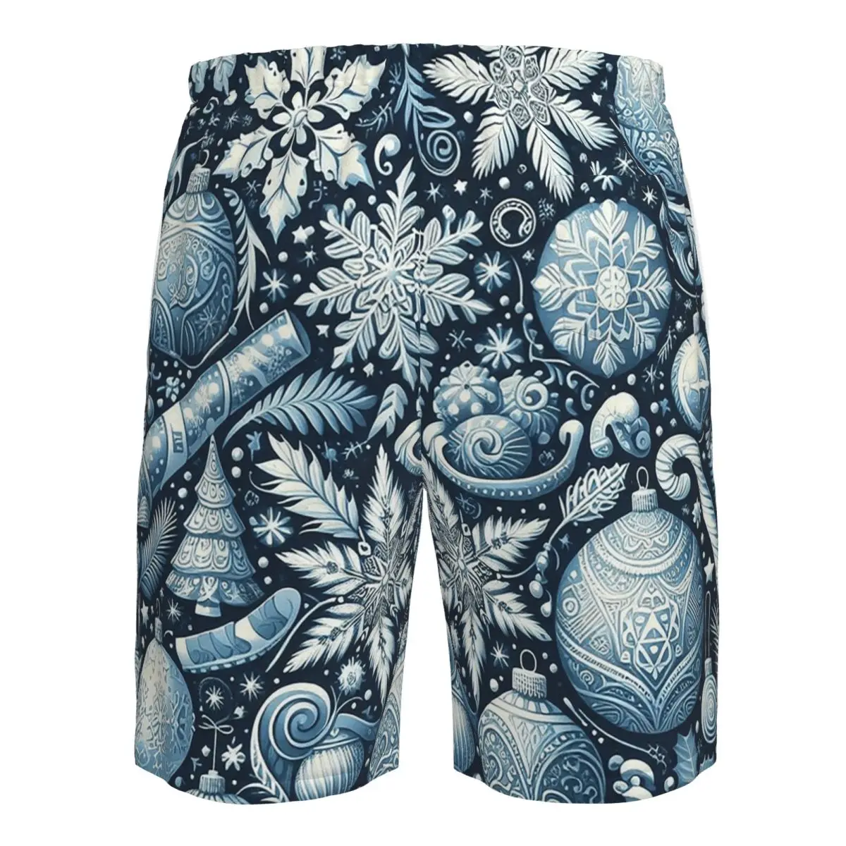 กางเกงขาสั้นชายหาดสีน้ำเงินขาว ลายคริสต์มาส แห้งเร็ว สวมใส่สบาย เหมาะสำหรับฤดูร้อน