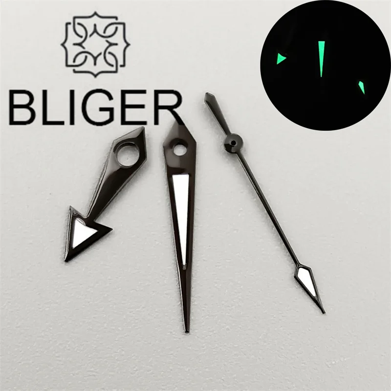 BLIGER New Watch Hands With Arrow Head Black Blue Silver Rose Gold Color Green Luminous ForNH35 NH36 ETA 2824 PT5000 Movement