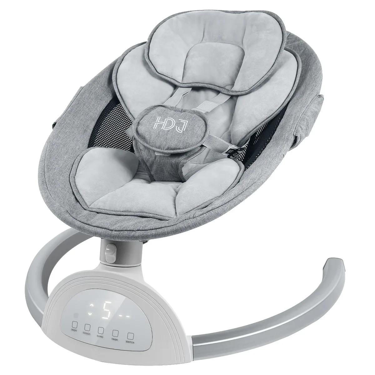 1pc Baby Swing Chair with 3 Positions, 5-Point Harness, 5 Speeds, Aluminum Alloy Frame, Portable Rocker with Musical Speaker