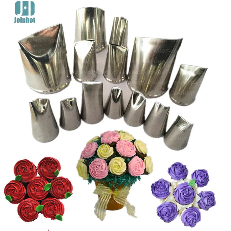 Baking tools  14 pcs  rose flowers nozzles Creative Icing Piping Nozzle Pastry Tips Sugar Craft Cake Decorating Tools