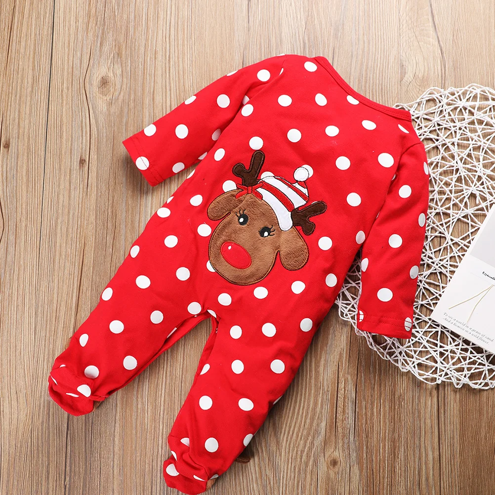 Pelele de lunares, mono navideño de manga larga, ropa de Navidad de algodón suave para niños pequeños, ropa festiva, transpirable y cómoda