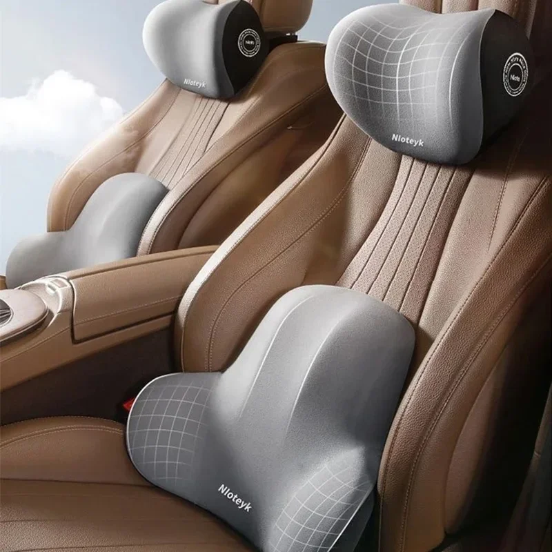 Cojín de espuma viscoelástica para el cuello del coche, soporte Lumbar para suministros de coche, almohada Universal para el cuello, cojín para la cintura, accesorios para asiento de coche