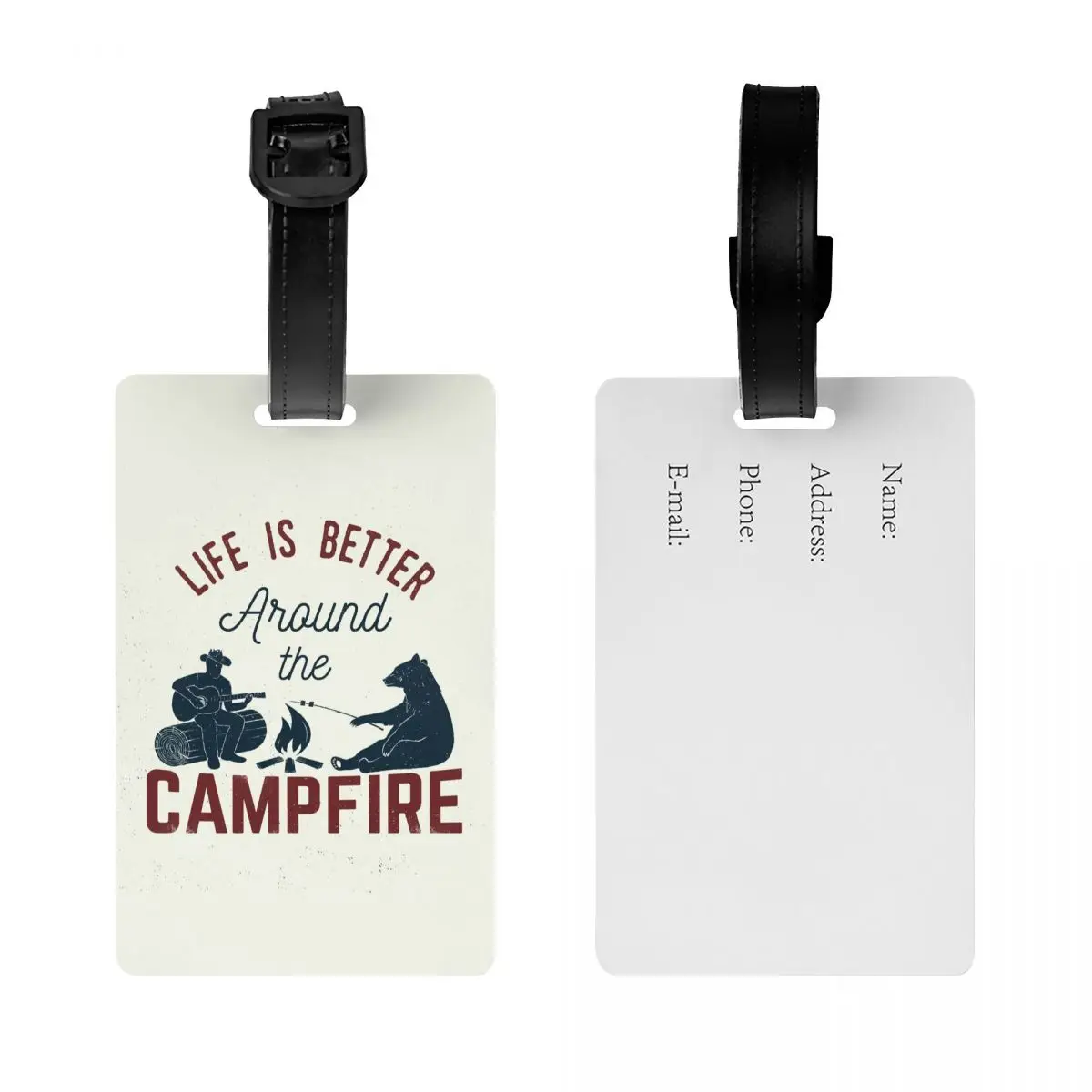 Custom Happy Campers Adventure Camping Luggage Tag for Suitcases Privacy Cover Name ID Card